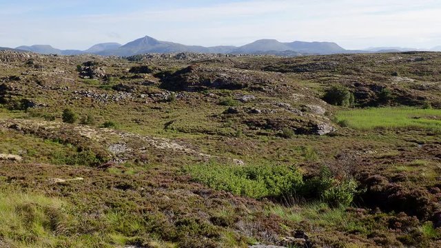 Mountain landscape on a sunny day, Averoy, Norway
