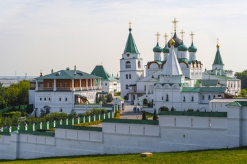 Fototapeta na wymiar Nizhny Novgorod, Russia - August, 20, 2018: Pechersky monastery in Nizhny Novgorod, Russia