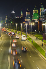 Obraz premium Moscow, Russia - September, 3, 2018: night traffic in Moscow, Russia