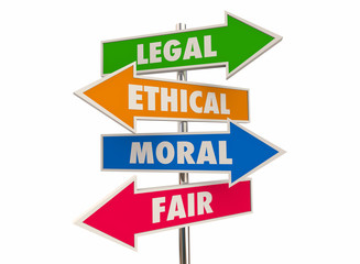 Legal Ethical Moral Fair Right Justice Arrow Signs 3d Illustration