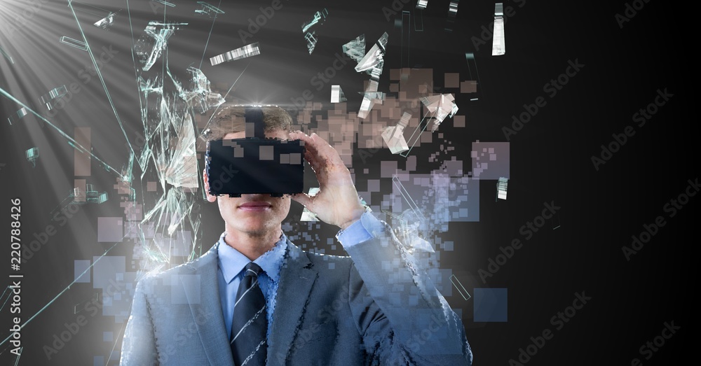 Poster deconstructing smashing pixel virtual reality man