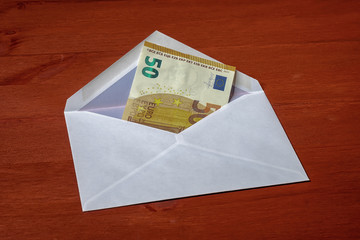 Briefumschlag mit Geldscheinen, Euroscheinen