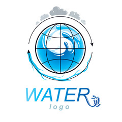 Pure water vector abstract symbol for use in mineral water advertising. Environment conservation concept.