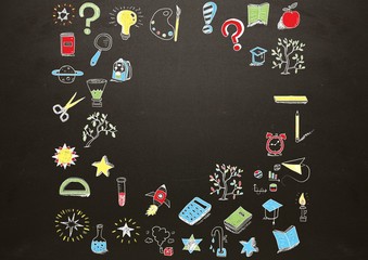 Education drawing on blackboard for school