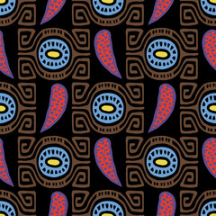 Naklejka premium Abstract handmade Ethno doodle background. For fabrics, wallpaper and other things.