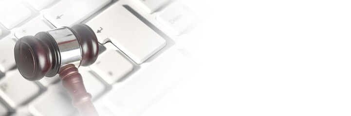 Gavel and keyboard with transition