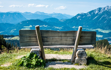 bench at a mountain