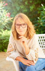 Naklejka premium Middle aged woman with beautiful smile