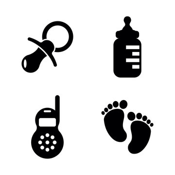 Baby, Children. Simple Related Vector Icons Set for Video, Mobile Apps, Web Sites, Print Projects and Your Design. Baby, Children icon Black Flat Illustration on White Background.