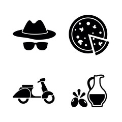 Italian Culture. Simple Related Vector Icons Set for Video, Mobile Apps, Web Sites, Print Projects and Your Design. Italian Culture icon Black Flat Illustration on White Background.