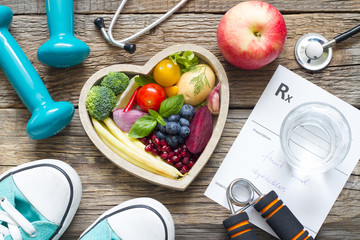 Healthy lifestyle concept with diet  fitness and medicine
 - Powered by Adobe