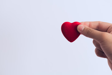 Red heart in hand, the concept of medicine or love