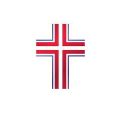 Cross Religious graphic emblem, crucifixion. Heraldic Coat of Arms, vintage vector logo isolated on white background.