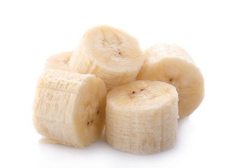 Banana slices isolated on a white