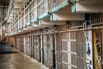 Alcatraz prison cells in San Francisco, California, USA - obrazy, fototapety, plakaty
