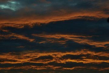 Wolkenhimmel abends bei Sonnenuntergang