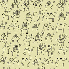 Camels caravan, seamless pattern for your design