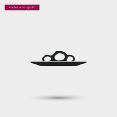 Food on plate icon. Simple restaurant element illustration.