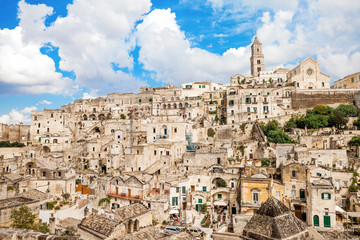 Panoramic view of the ancient town of Matera (Sassi di Matera), European Capital of Culture 2019,  Basilicata, Southern Italy