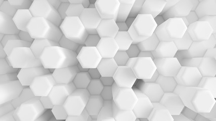 White background with honeycombs. 3d illustration, 3d rendering.