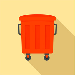 Red garbage box icon. Flat illustration of red garbage box vector icon for web design