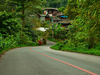 Mae Kampong curve road Village, Chiang Mai, Thailand. Local road to Mae Kampong Village in the...