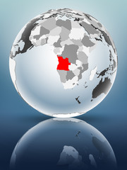 Angola on political globe