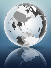 Bahamas on political globe