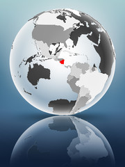 Nicaragua on political globe