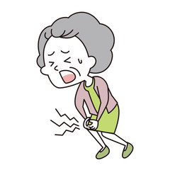 膝を痛めた老いた女性