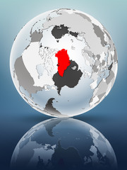 Obraz premium Greenland on political globe