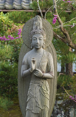 Fototapeta premium Beautiful stone sculpture of quanyin in Japan.