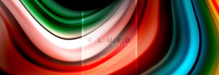 Fluid colors abstract background colorful poster, twisted liquid design on black, colorful marble or plastic wave texture backdrop, multicolored template for business or technology presentation or web