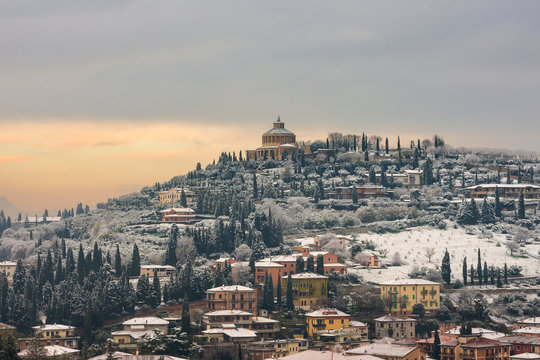 Verona Hill with the Snow - Veneto Italy