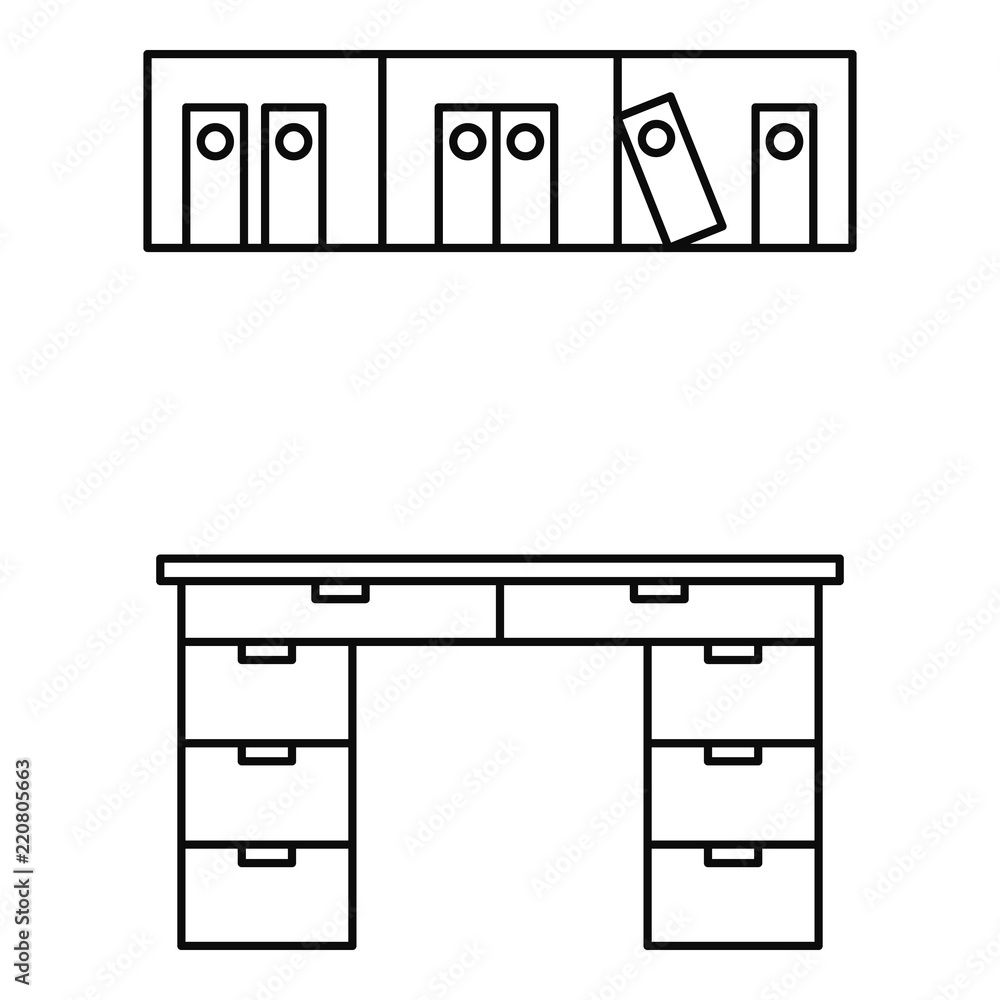 Poster office desktop icon. outline illustration of office desktop vector icon for web design isolated on w