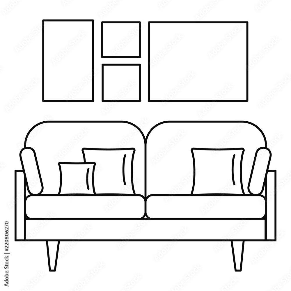 Poster soft sofa icon. outline illustration of soft sofa vector icon for web design isolated on white backg