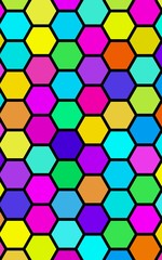 Honeycomb many color, multicolored. Isometric geometry. 3D illustration