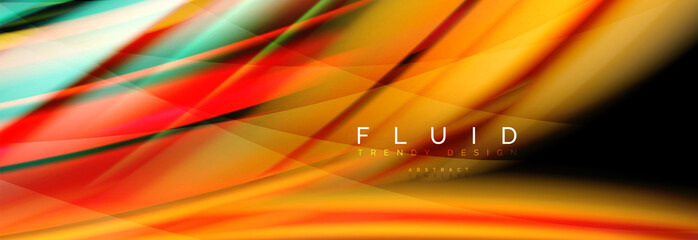 Wave fluid flowing colors motion effect, holographic abstract background. Vector illustration