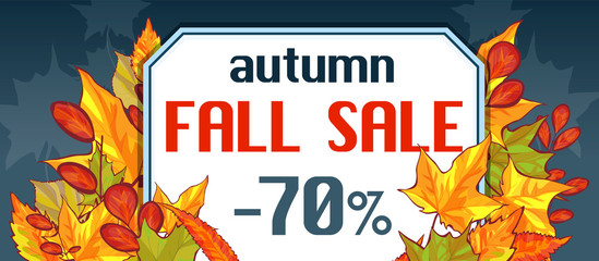 Autumn fall sale banner horizontal. Cartoon illustration of vector autumn fall sale banner horizontal for web design