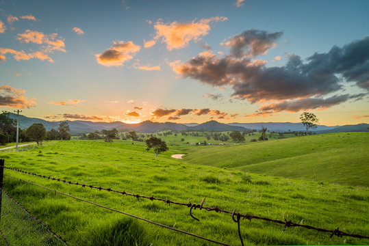 Sunset over the mountains in New South Wales, Cobargo