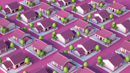 Obraz premium Cottage village. 3d illustration, 3d rendering.