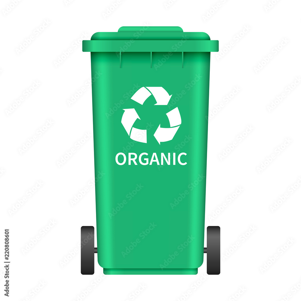 Aufkleber organic garbage box mockup. realistic illustration of organic garbage box vector mockup for web desi