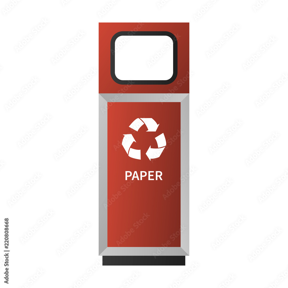 Poster paper garbage bin mockup. realistic illustration of paper garbage bin vector mockup for web design i