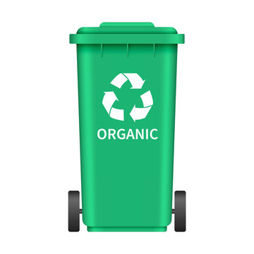 Organic garbage box mockup. Realistic illustration of organic garbage box vector mockup for web design isolated on white background