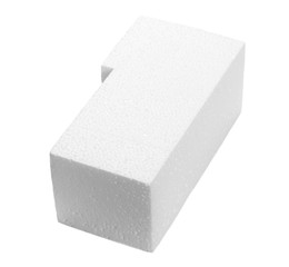 Styrofoam cube isolated on white background, with clipping path