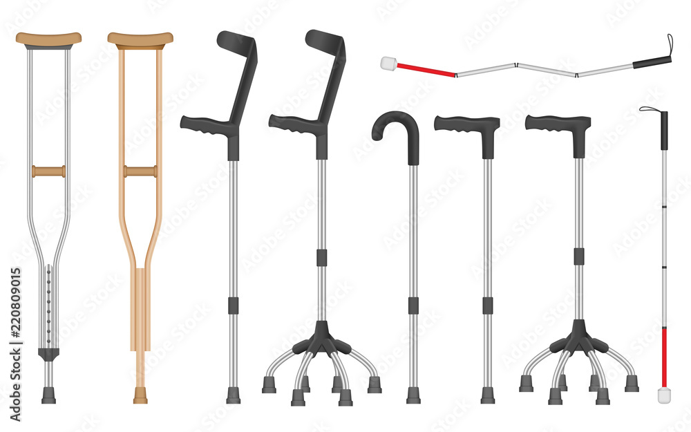 Poster crutches icon set. realistic set of crutches vector icons for web design isolated on white backgroun