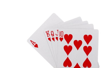flash royal poker cards isolated on white