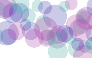 Multicolored translucent circles on a white background. Green tones. 3D illustration