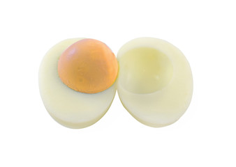 boiled egg on white background.