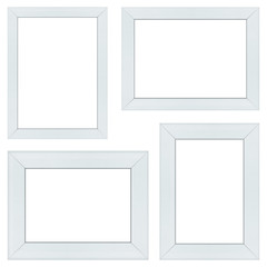 Set of white wood frame or photo frame isolated on white background. Object with clipping path